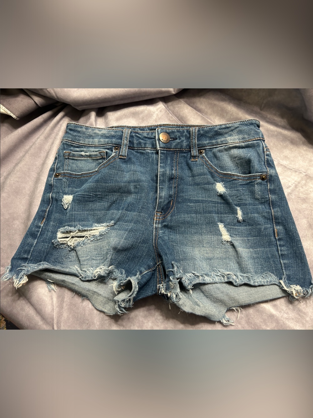 Aeropostale Blue Distressed Denim Women's Shorts - size 6